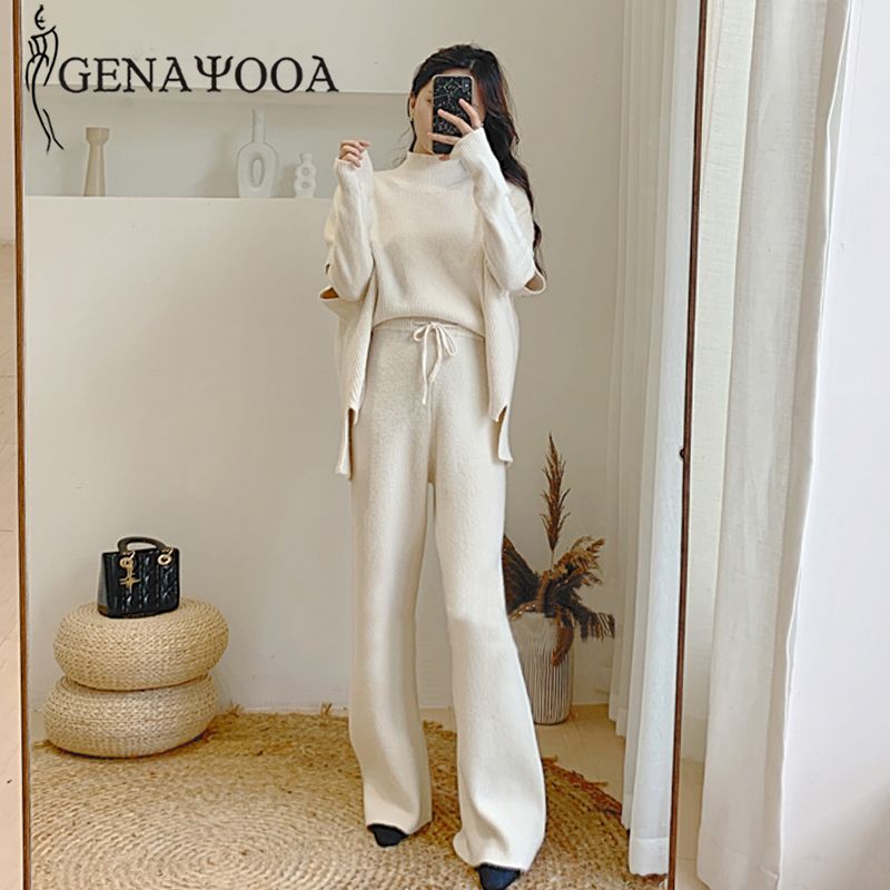 Genayooa Knitted Sweater Pants Set 