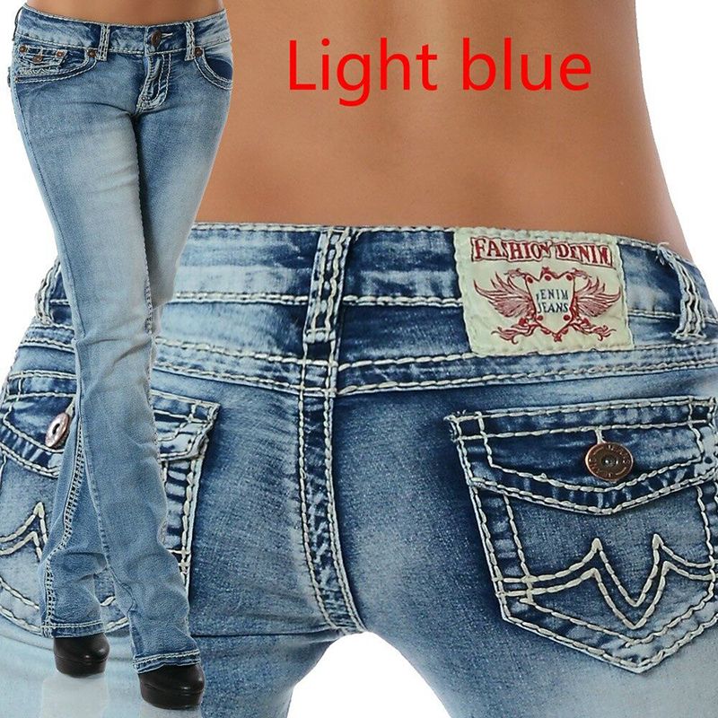 Moda-marca pantalones vaqueros flacos de las mujeres clásico básico lápiz largo ocasional de pierna