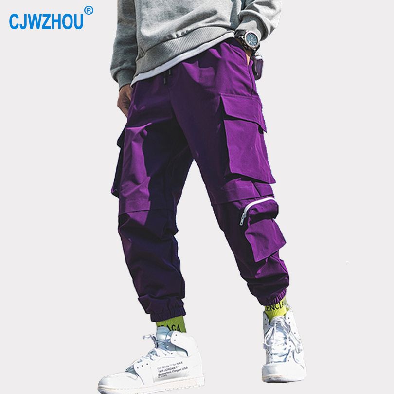 black and purple cargo pants