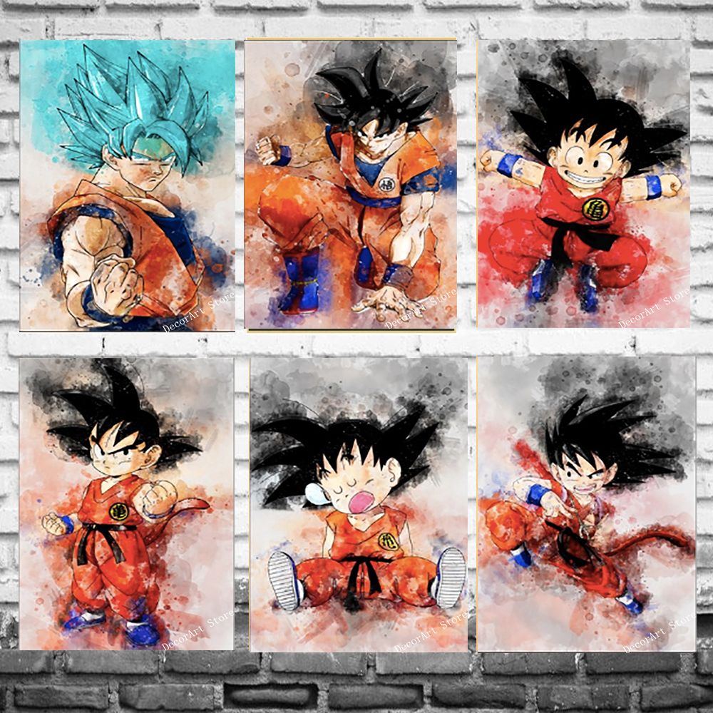 Dibujos animados Anime japonés Dragon Ball Son Goku lienzo pintura Vintage imagen de la pared cartel Dibujos animados Anime japonés Dragon Ball Son Goku lienzo pintura Vintage imagen de la pared cartel