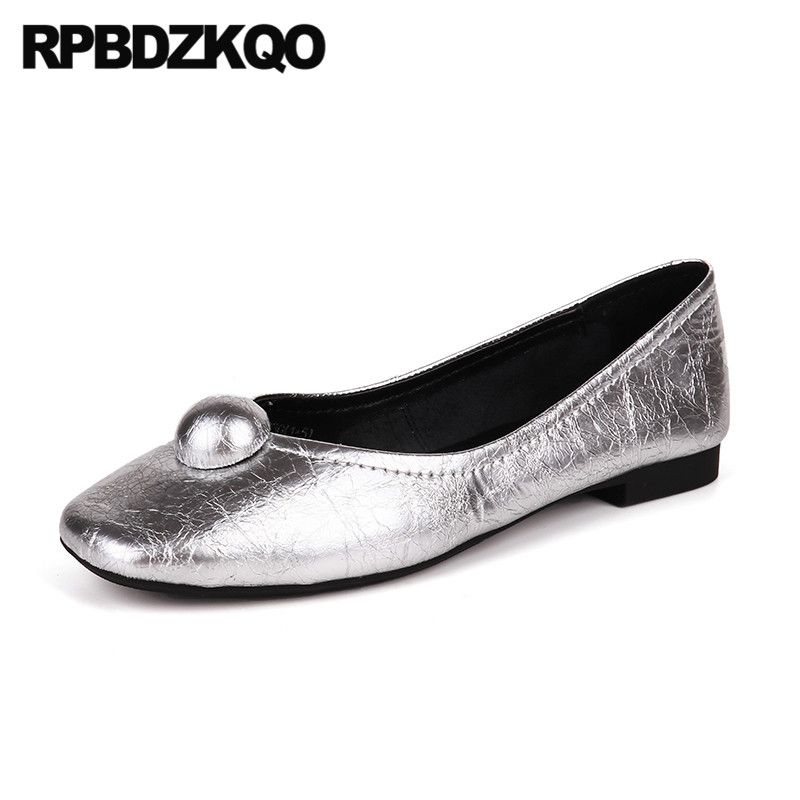ladies silver flats