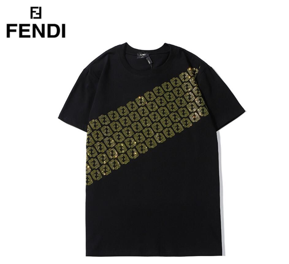 FENDI Rhinestone Printing T Shirt Men 