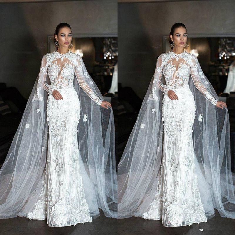 mermaid gown with cape
