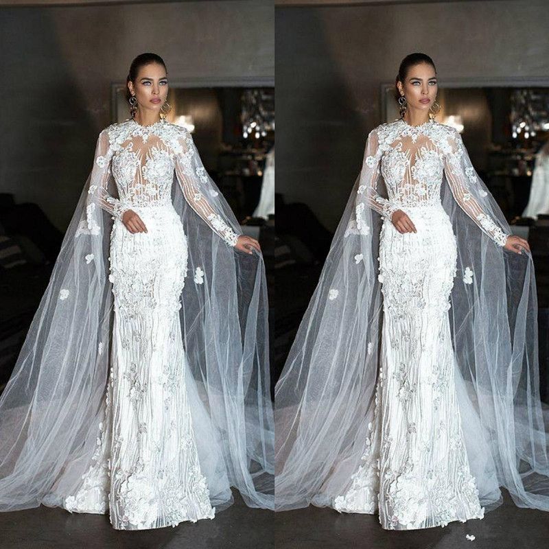 mermaid wedding dress with cape