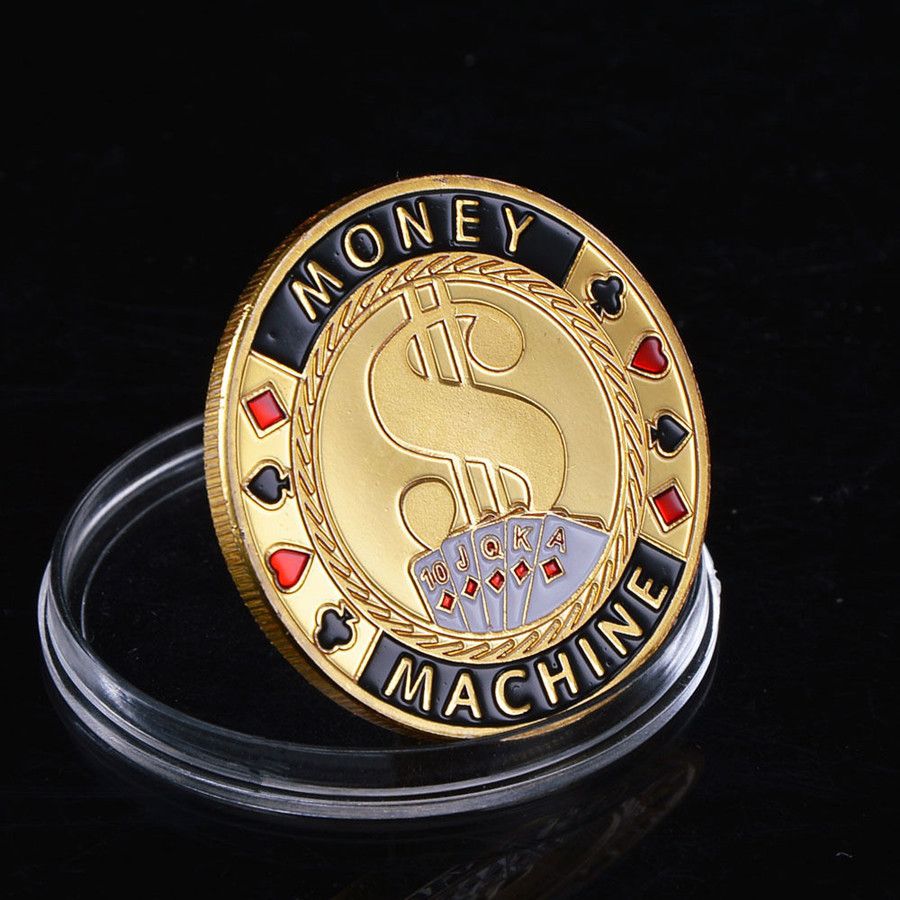 MONEY MACHINE silver color Poker Card Guard Protector 