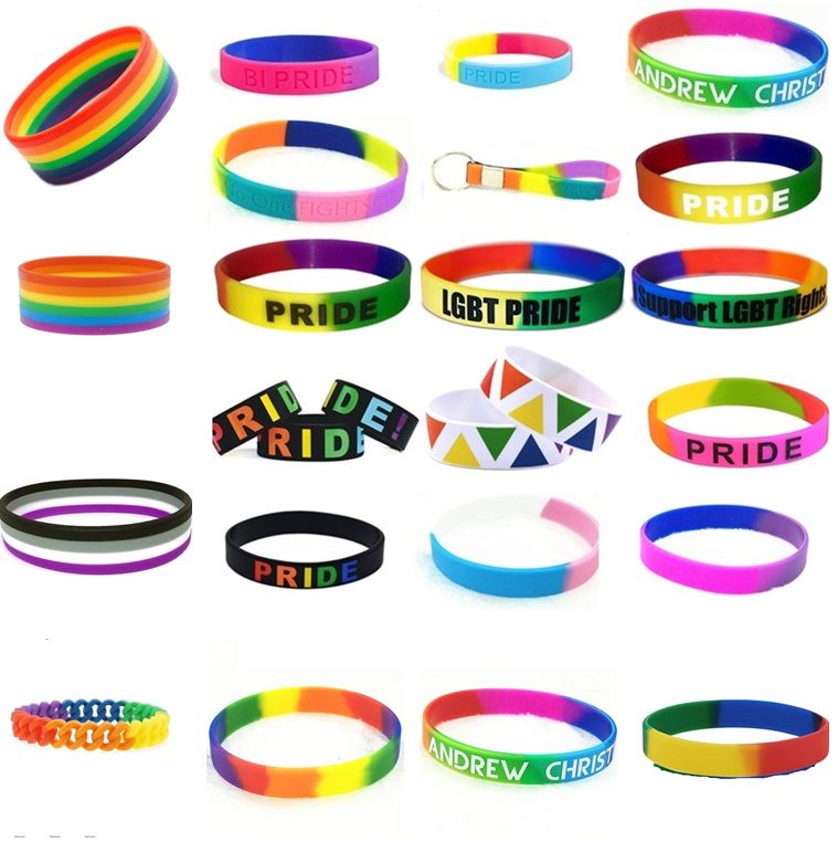 2021 Trendy Decoration Rainbow Bracelets Segmented Gay Pride Silicone