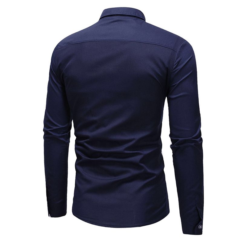 Camisa De Vestir Azul Marino Diseño Especial Slim Fit Camisas De Manga Larga Ropa De Trabajo De Oficina De Negocios Para Hombre Chemise Homme DC39 De 11,53 € | DHgate