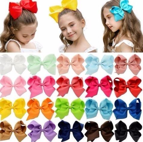 6 Inch Ful Kids Girls Big Solid Ribbon Bow Clips With Large