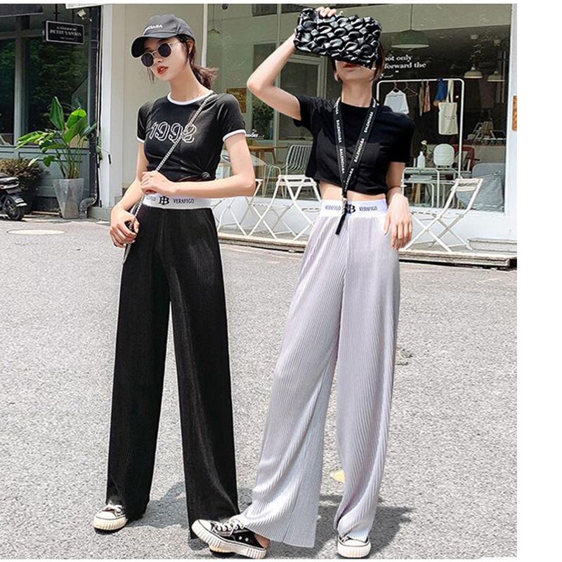 Acheter Maikun Marque Nouvelle Femme Mode Pantalon Large Taille Haute Léger  Pantalon Long Été 2 Couleurs De 6,53 € Du Myq316 | Fr.DHgate.Com