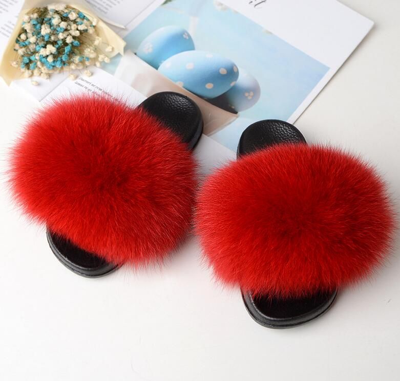 fox fur sliders