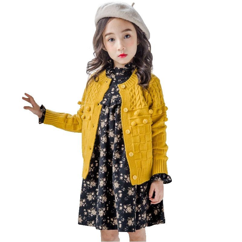 Kids Knitted Cardigan Girls Kids Jackets Baby Girls Cardigan Sweaters Tops Spring Cute Ball Child Sweaters For Children 2 6Y Knitting Sweater Patterns