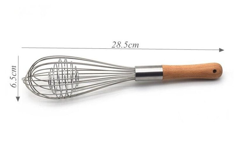 Sbattiuova Miscelatore portatile Frullino for le uova in legno Frullino for le uova manuale in acciaio inossidabile Frullino for le uova Miscelatore da cucina Gadget da cucina for miscelazione Mescola