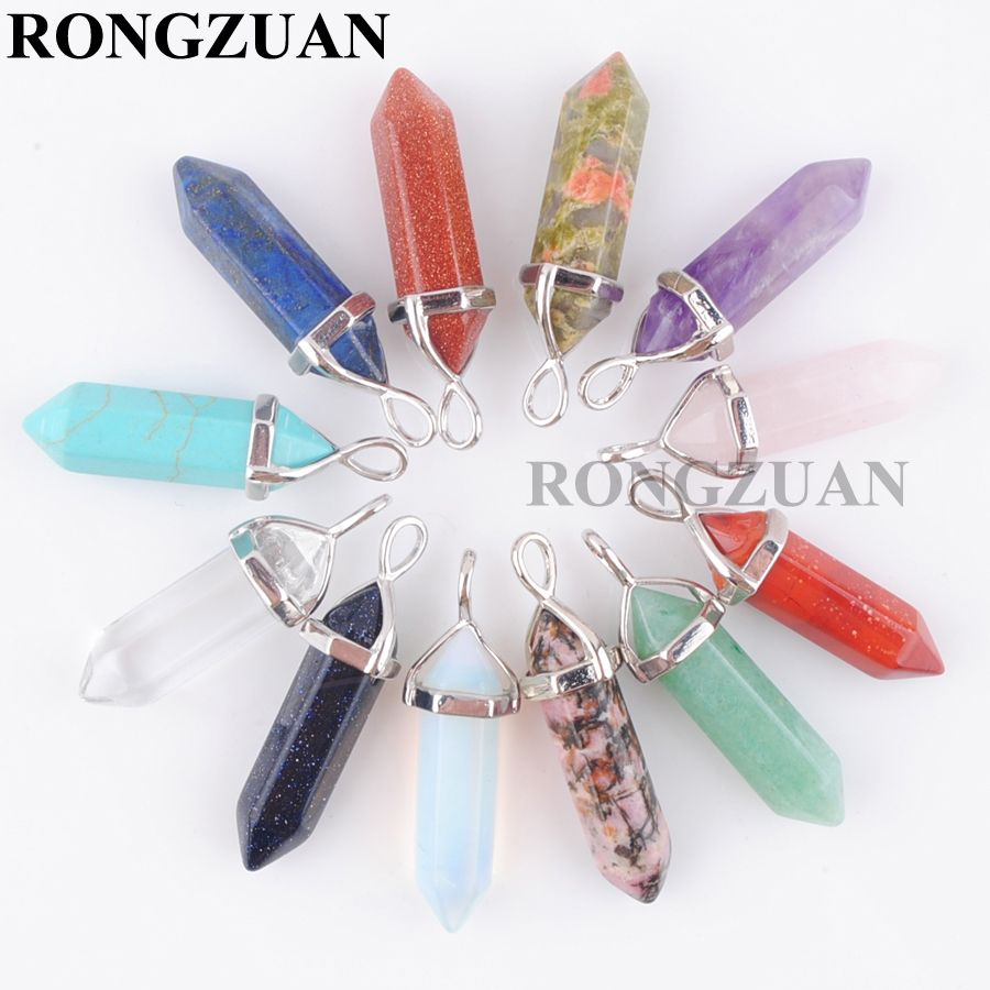 Wholesale Natural Gemstones Hexagonal Pointed Reiki Chakra Pendant Beads Necklac