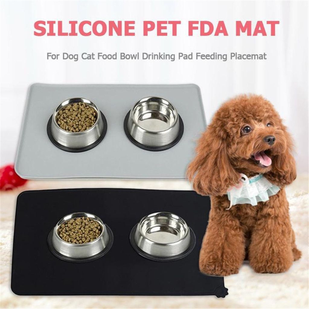 small dog food and water bowls