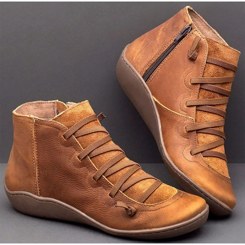 ladies flat leather boots