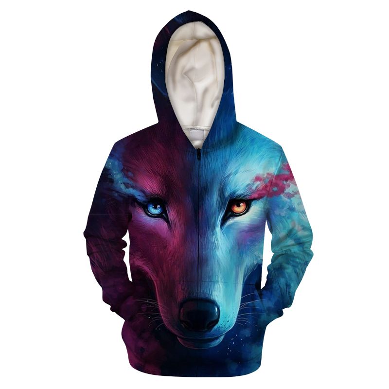 Cool Wolf Black Cat Zipper Hoodies 