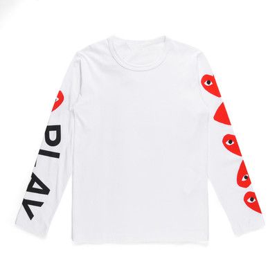 white shirt with red heart and eyes