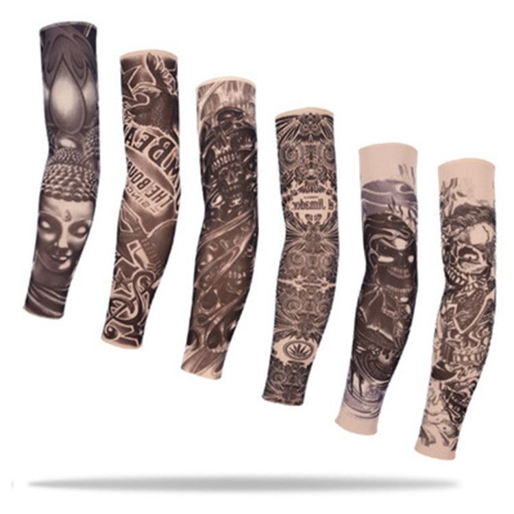Punk Men Outdoor Cycling Sleeve 3D Tattoo Print Arm Warmer UV Protection Sleeve