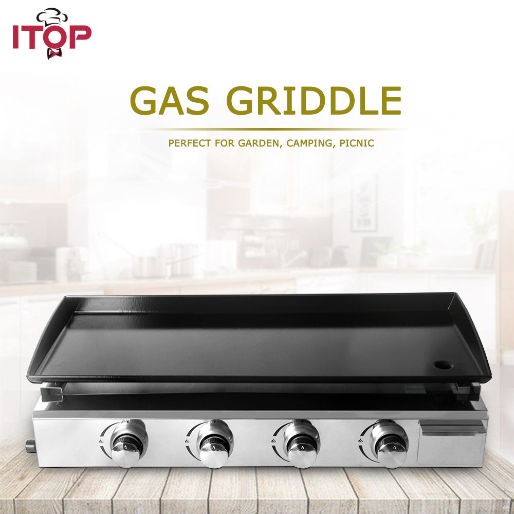 2020 4 Burners Iron Plate Gas Bbq Grills Lpg Gas Griddle Plancha