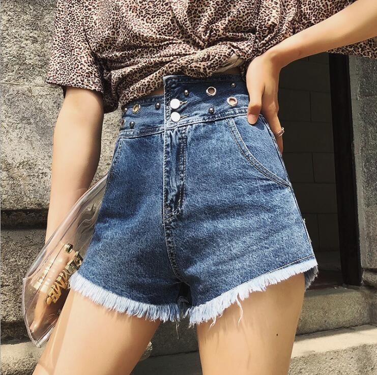 super high waisted denim shorts