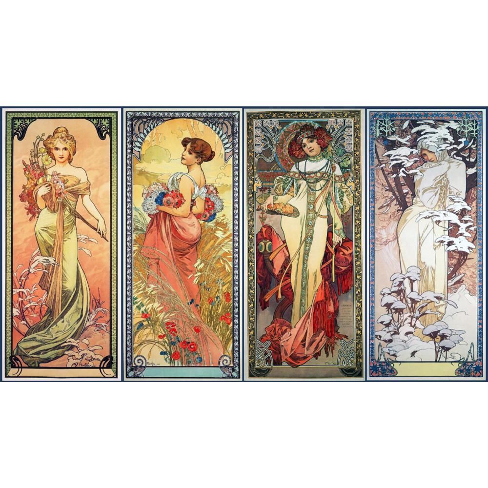 Alphonse Mucha “The Four Seasons” Art Reproduction Poster 24 x 36 Alphonse Mucha “The Four Seasons” Art Reproduction Poster 24 x 36