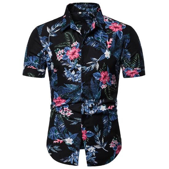 Muelle del puente Paleto Persuasión 2019 Verano Caliente De La Venta Camisa Para Hombre De Manga Corta Estilo  De La Playa Con Estampado Floral De La Solapa De La Camisa Para Los Hombres  El Tamaño M 3XL