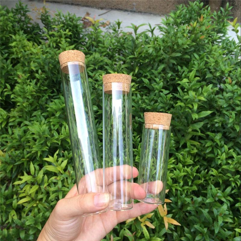 2020 Glass Bottles Vials Jars Long Test Tube With Cork Stopper Empty