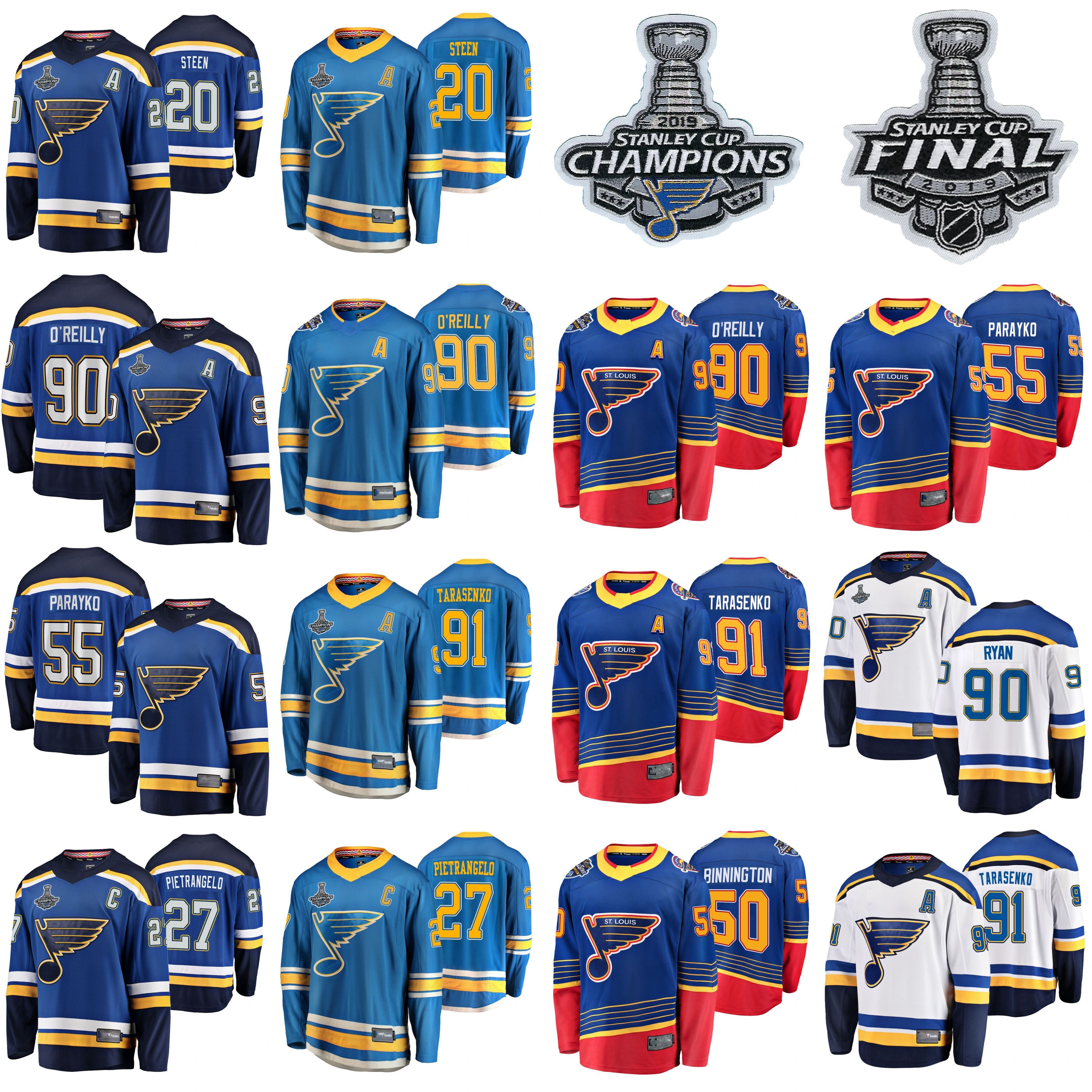 2020 2019 Stanley Cup Final Champions St. Louis Blues Hockey Jerseys Ryan OReilly Jersey ...