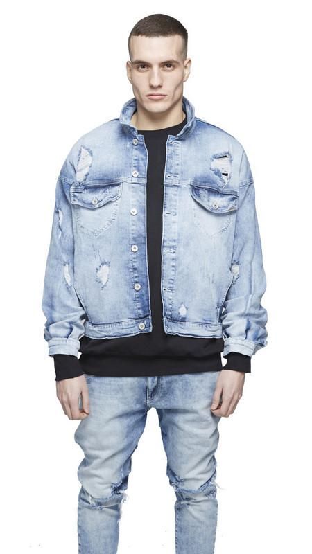 Oversize Mens Ripped Jacket High Street Denim Blue Jacket Coats Hombres Clothing Mens Coats With 