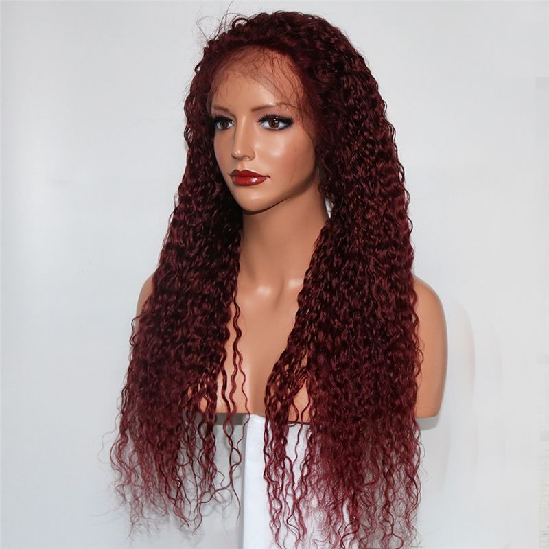 Burgundy Curly Deep Part Lace Front Human Hair Wigs For Black Women 99j Brazilian Remy Hair Wigs Pre Plucked Buy Human Hair Wigs Online Big Hair Wigs