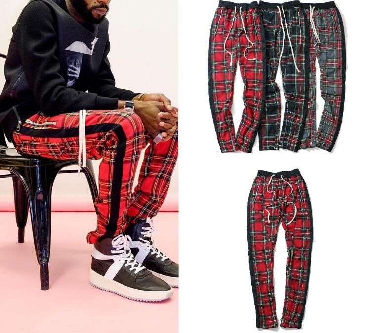 plaid pants with zippers mens