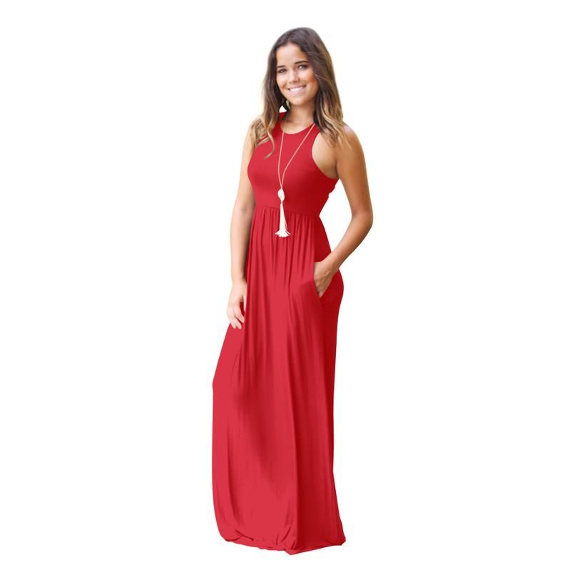 red summer maxi dress