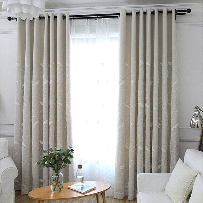 2019 European White Birds Embroidered Tulles Sheer Voile Curtains