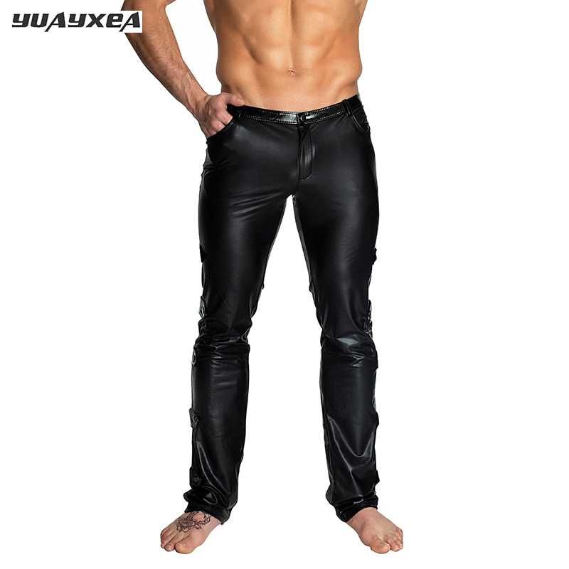 calça de couro masculina