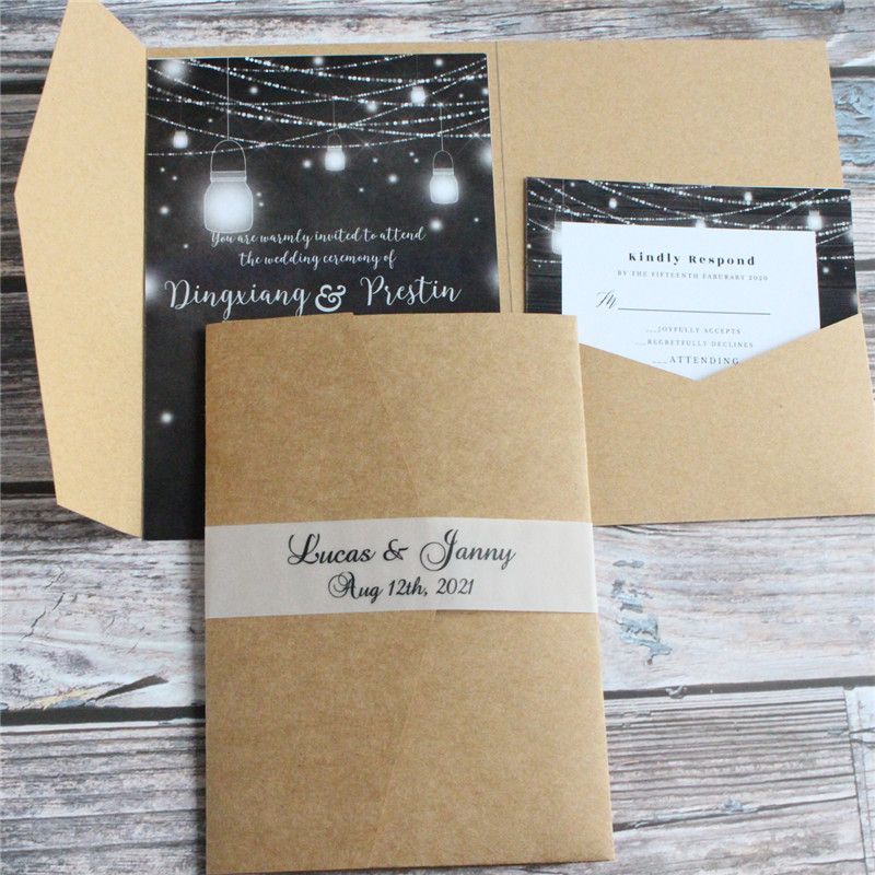 Craft Wedding Invitations Tri Fold Pocket Envelop ...