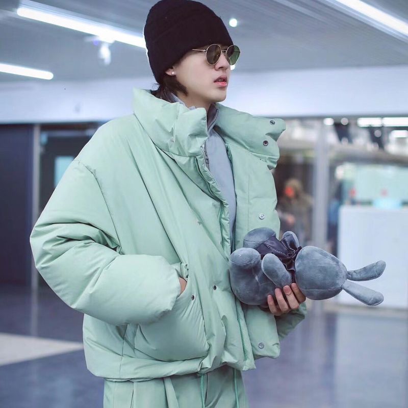 mint green puffer jacket