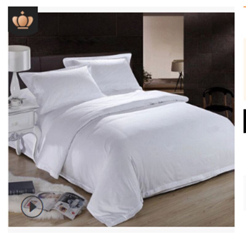 Simple Pure White Color Bed Set Duvet Cover Quilt Cover Flat Bed