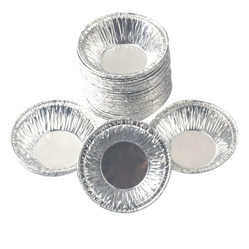 YOSIYO 100pcs desechable Ronda de Huevo Tarta de moldes de Aluminio del Molde de láminas Tazas de la hornada de la Galleta Pudín de la Magdalena 