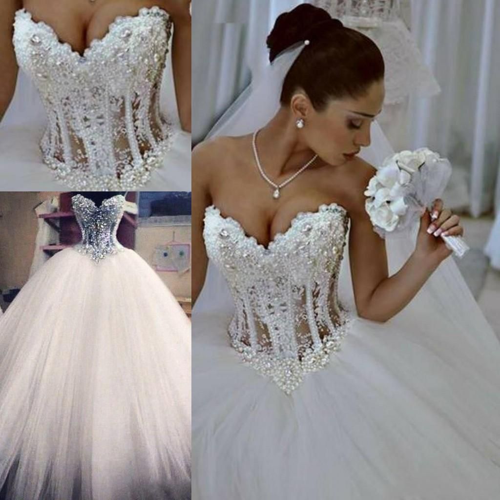 Compra 2020 Vestido De Bola Vestidos De Novia Cariño Corsé Ver A Través Del  Piso Longitud Princesa Vestidos Nupciales Perlas De Encaje Con Cuentas  HY345 Barato | Entrega Rápida Y Calidad | Es.Dhgate
