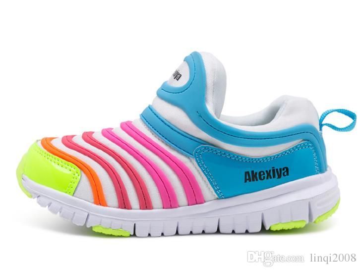 Zapatillas deporte de malla transpirable de colores para niños Oruga zapatos casuales estudiantiles