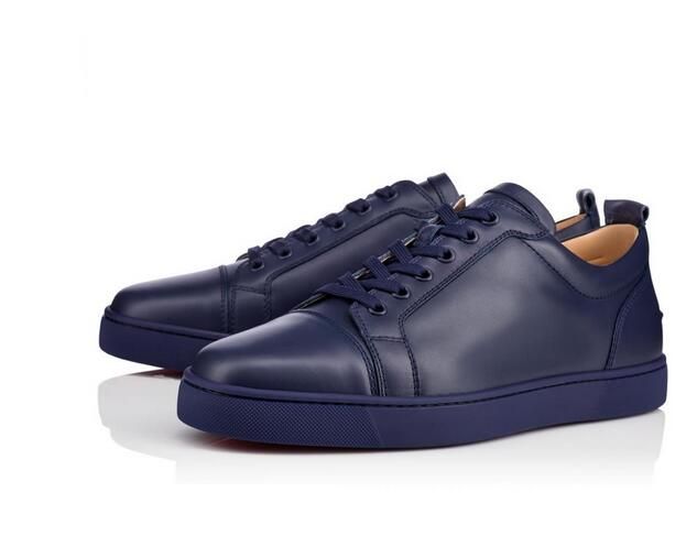 blue leather lace up shoes