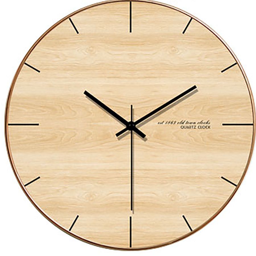 Large Wooden Round Modern Wall Clock Creative Unique Decoration