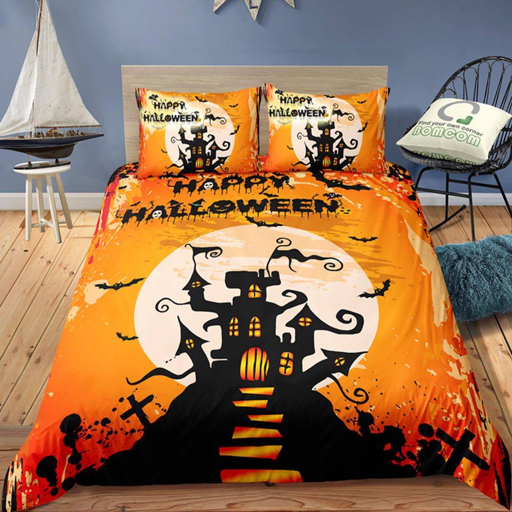 Halloween Series Bedding Set King Size Fashionable Castle Print