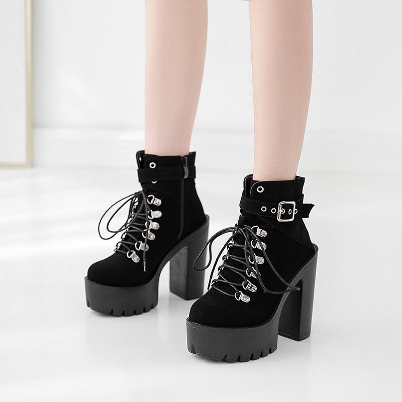 Details about   Women Punk Gothic Block High Heel Platform Zip Up Ankle Boots Nightclub 35/45 L 