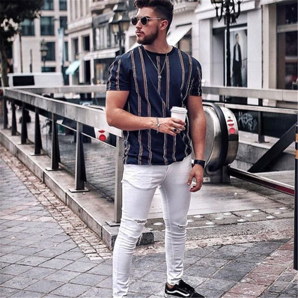 Compra Camisetas Para Hombres 2021 Moda De Verano Camiseta Hombres Camisas  Rayas Casuales Corta O Cuello Top Blusa M 3XL Alta Calidad Barato | Entrega  Rápida Y Calidad | Es.Dhgate