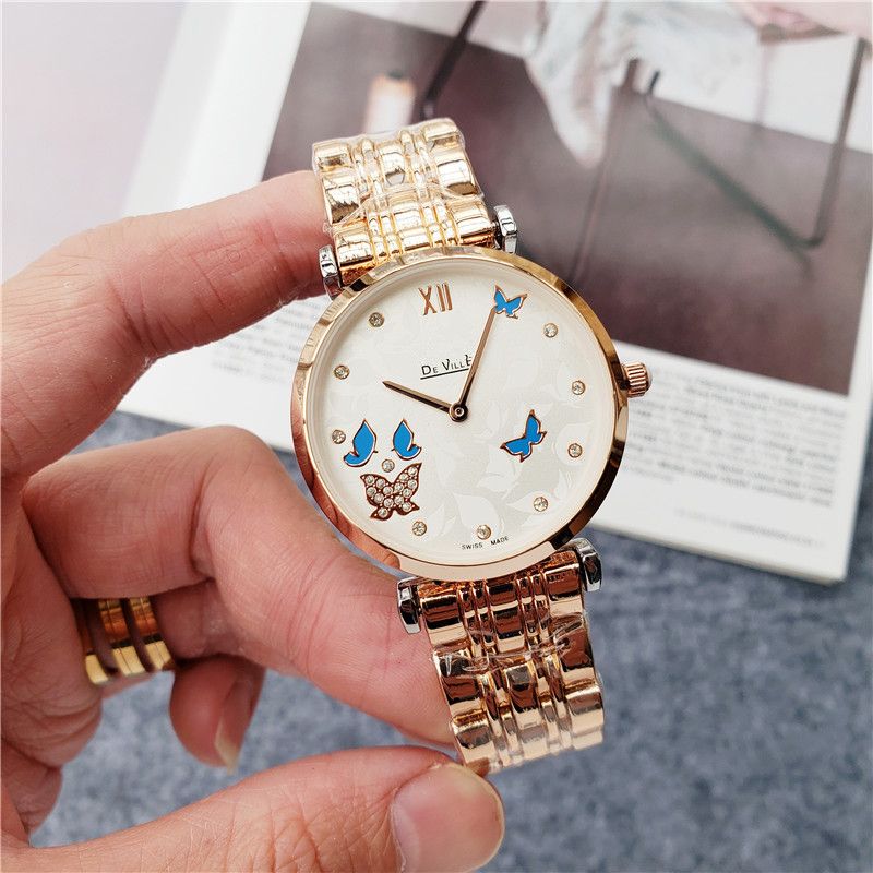 Acheter Pas Cher Luxe Nouveau Style Papillon Suisse Marque De Mode Montre  Mouvement Quartz Bracelet En Acier Inoxydable Montre Femme Monte Cadeaux Du  33,29 € | Fr.Dhgate