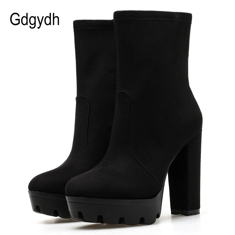 black suede booties block heel