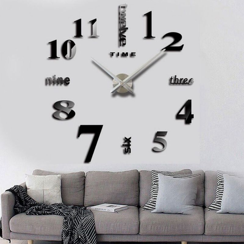 3d Diy Big Mirror Wall Clock Home Decoration Modern Design Large