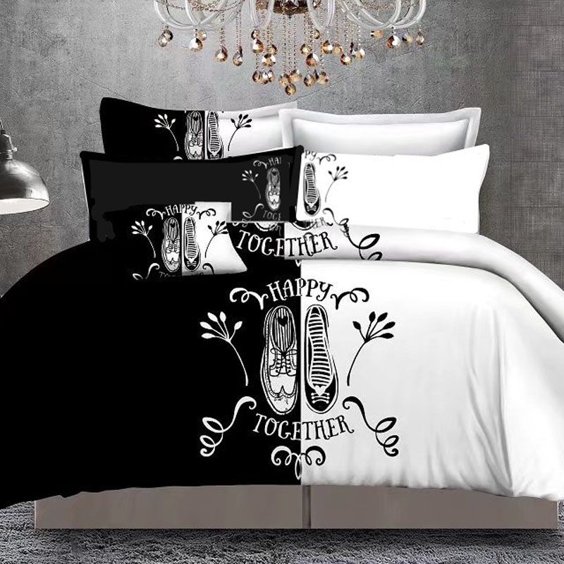 Black White Her Side His Side Bedding Sets Queen King Size Double