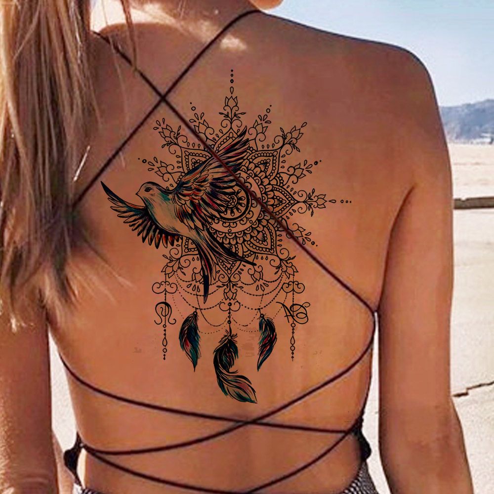 Peace Gigeon Dreamcatcher Henna Mandala Flower Bird Totem Temporary Tattoo Sticker Feather Waterproof Tattoo Body Art Fake Tatoo From Funnail 1 14 Dhgate Com